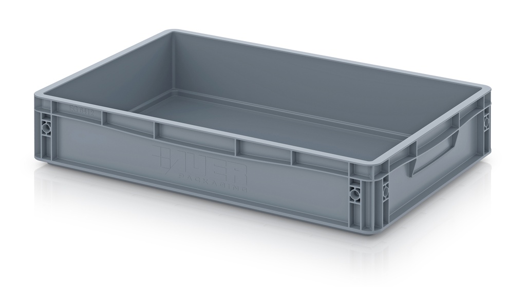 opbergbak in HDPE 600 x 400 x 120mm gesloten - grijs