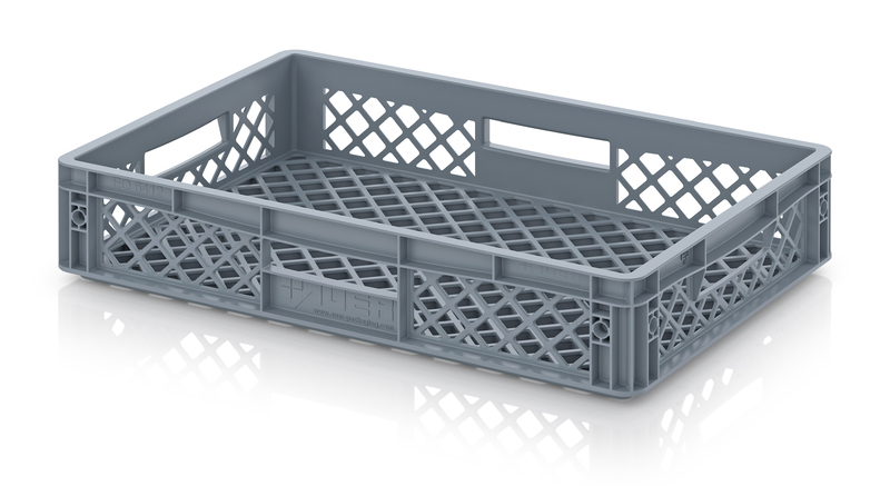 Perforated Eurobox in PEHD 600 x 400 x 120mm - Gray
