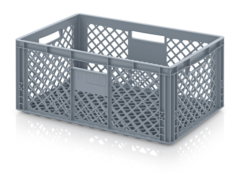 Opbergbak in PEHD Geperforeerd 600 x 400 x 270mm - Grijs