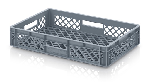 [AU6040120] Perforated Eurobox in PEHD 600 x 400 x 120mm - Gray