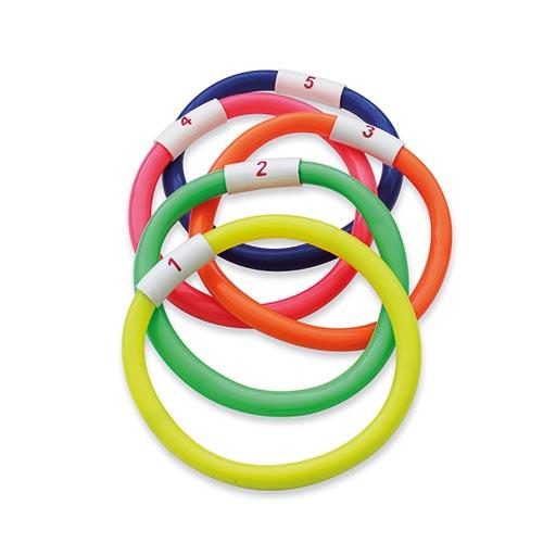 [GOJ269] 
Game 5  rings -  flexible, numbered and submersible
